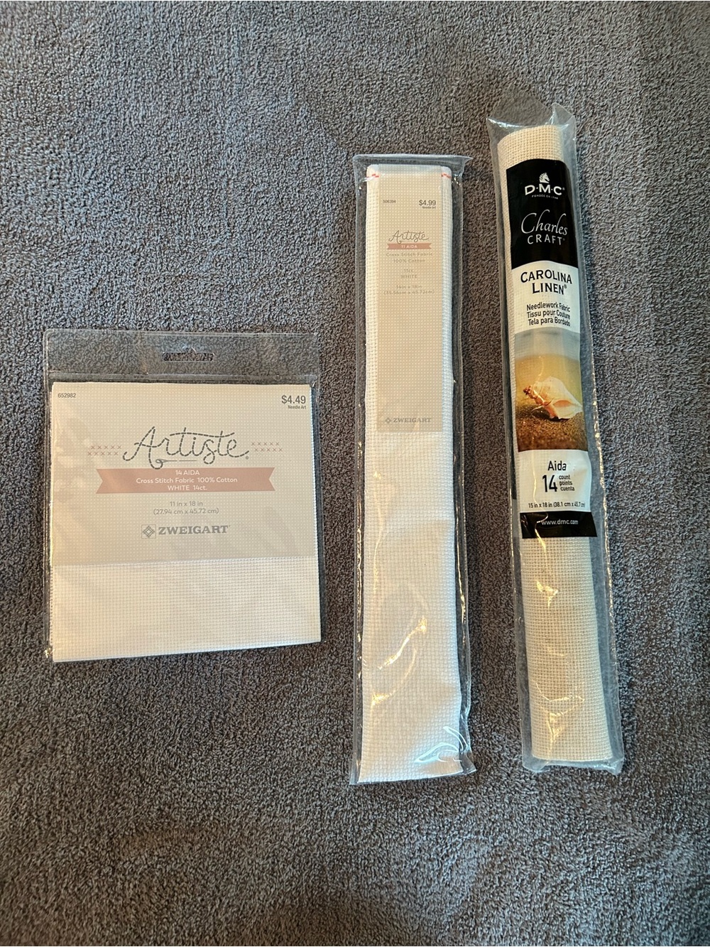 DMC Carolina Linen Aida 14 Count White Cross Stitch Fabric